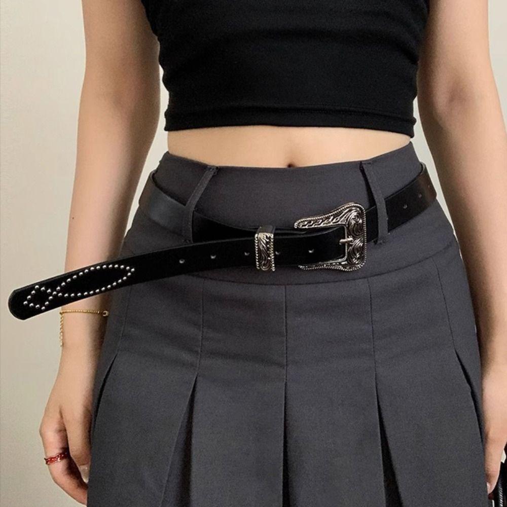 Pu Leather Y2K Jeans Belt Vintage Women's Waist Belt Fashion Punk Style Belt  Party