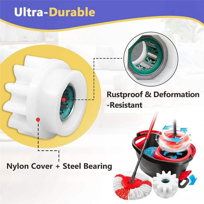 Powerful 6Pcs Spin Mop Replacement Parts, Spin Mop Bucket Clutch Bearing Gear Replacement For Vileda And More Rotation Mop