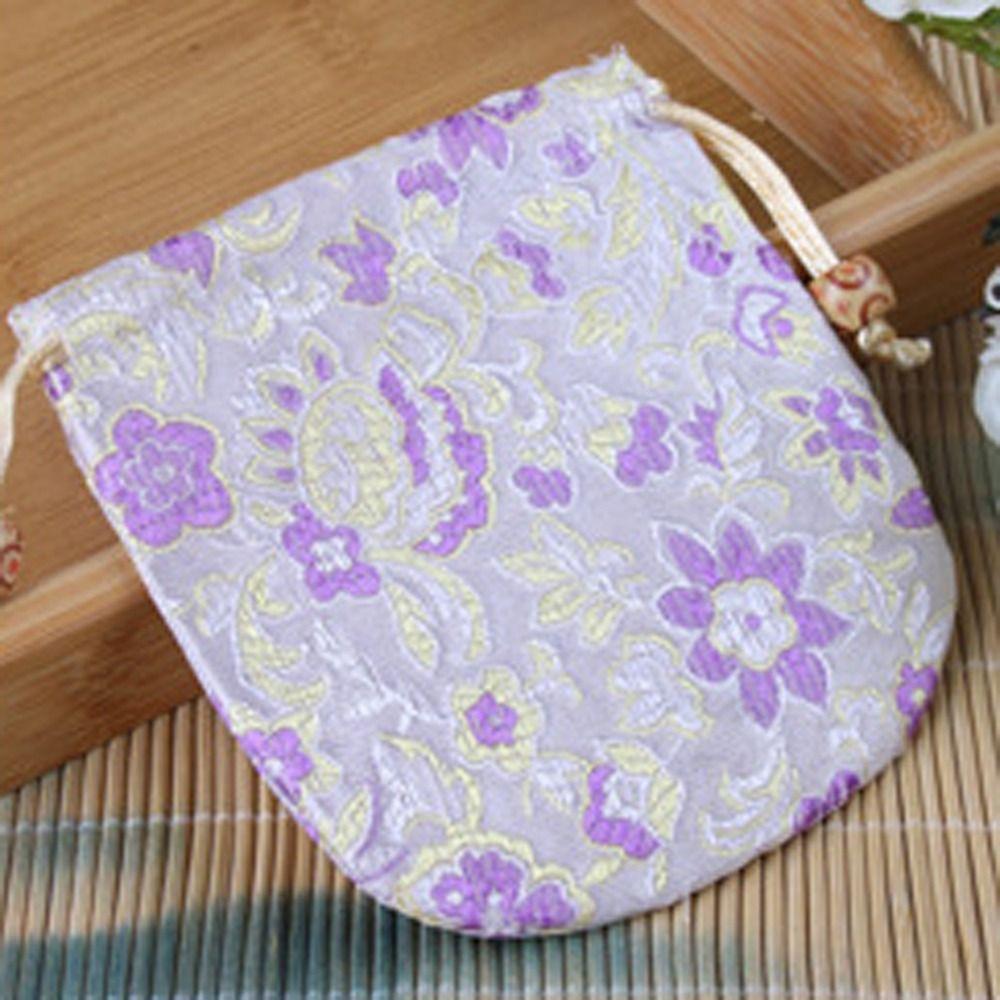 Floral Embroidery Flower Drawstring Bag Jewelry Packing Bag Festive Sugar Bag Party