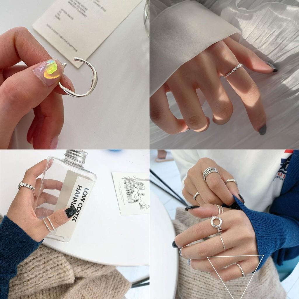 Minimalist 925 Stylish Sterling Silver Adjustable Ring Unique Irregular Shape For Fashion Trendy