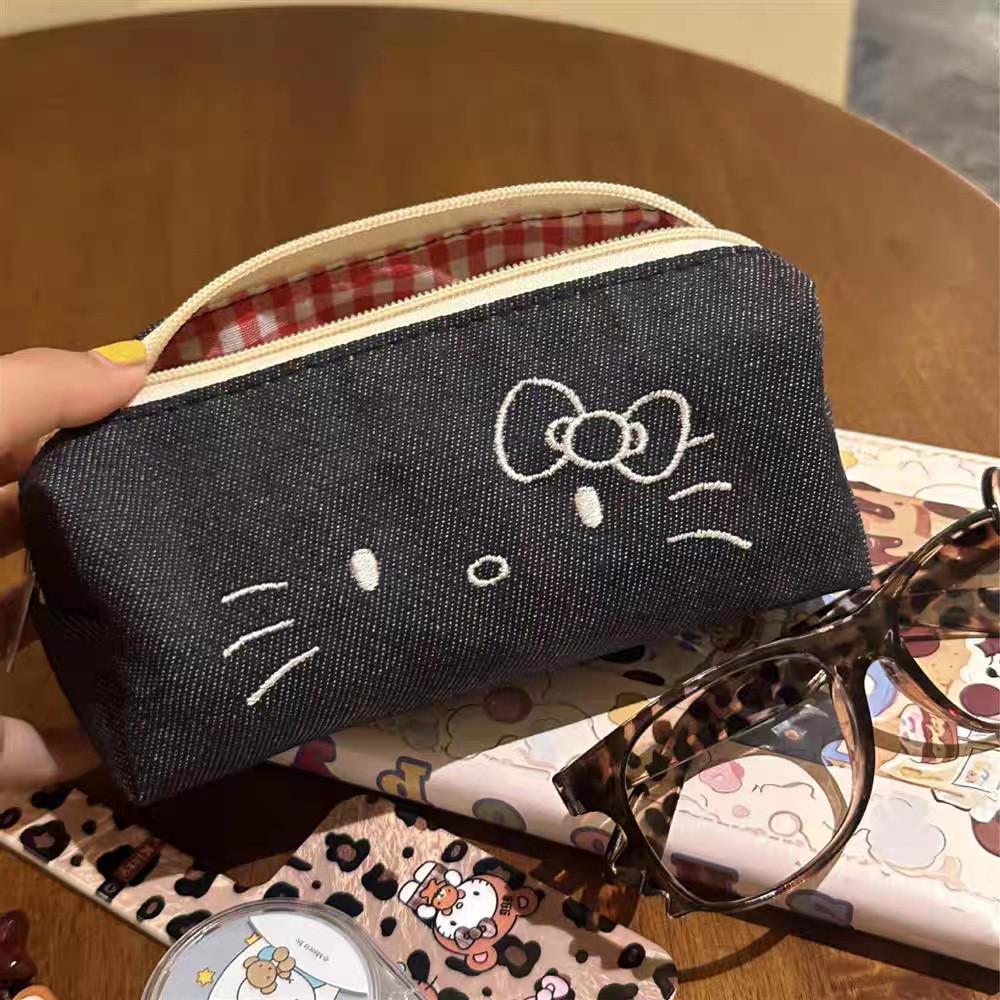 Sött Katt Canvas Pennskrin För Flickor Gymnasieelever Med Stor Kapacitet Brevpapper Organizer