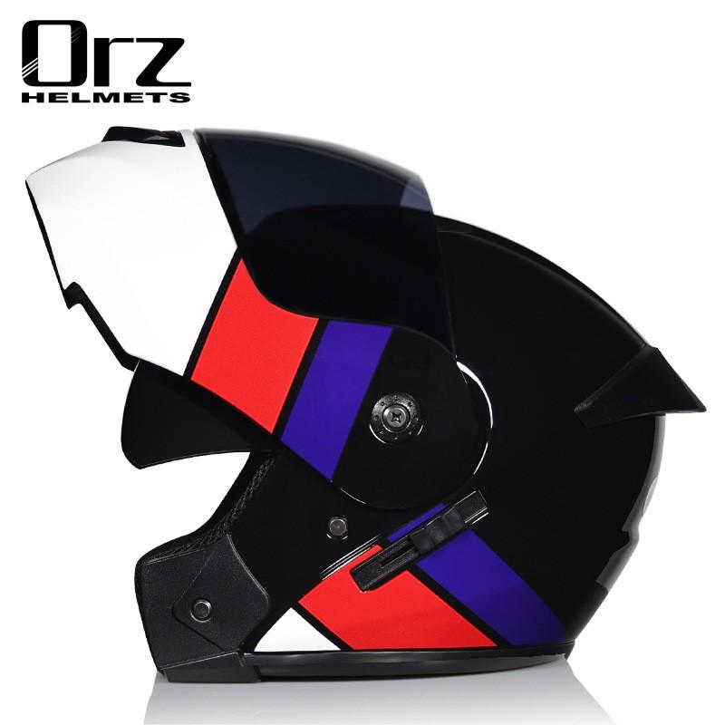 Dual Lens Flip-Up Full Face Motorcycle Helmet Men Women ABS Safety Gear Racing Street Riding