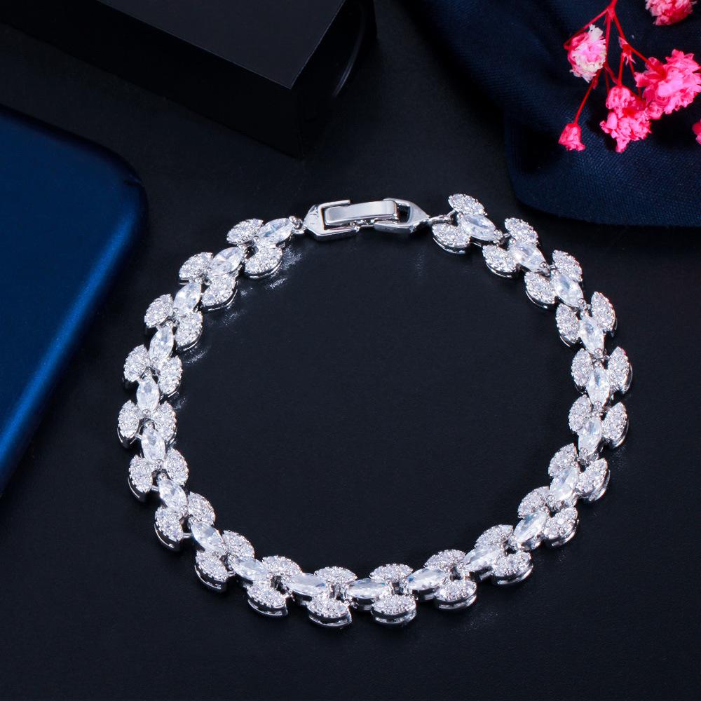 Roman Bracelet Brass Electroplated Platinum Jewelry Double Row Horse Eye Zircon Full Diamond Bracelet