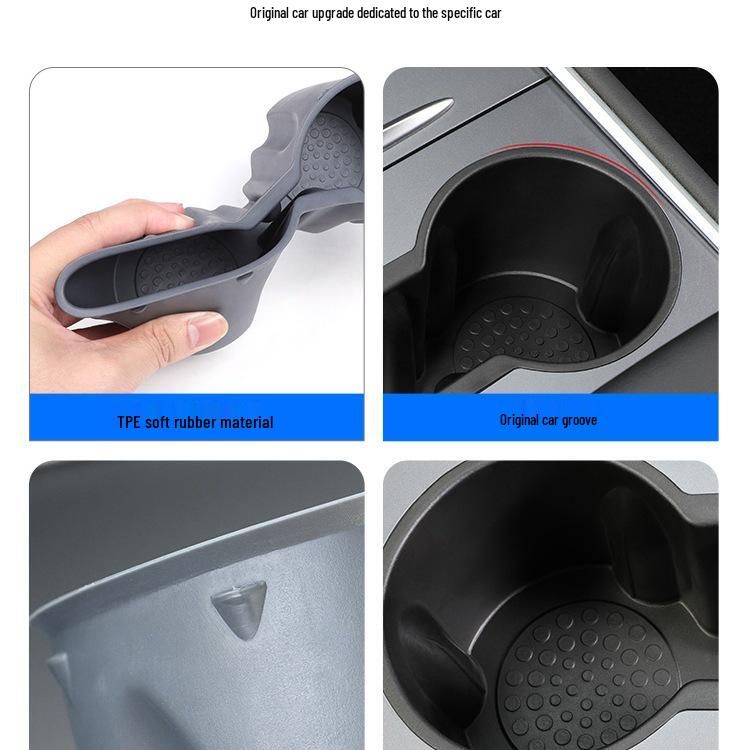 Silicone Cup Holder Mat & Storage for Tesla Model 3/Y Console