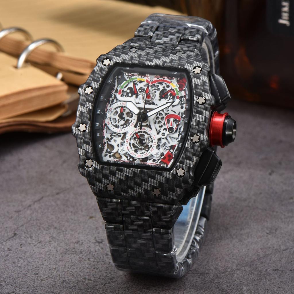 New Barrel-shaped Steel Belt Quartz Watch Six-pin Running Seconds Fashion Business Watch Men's Watch