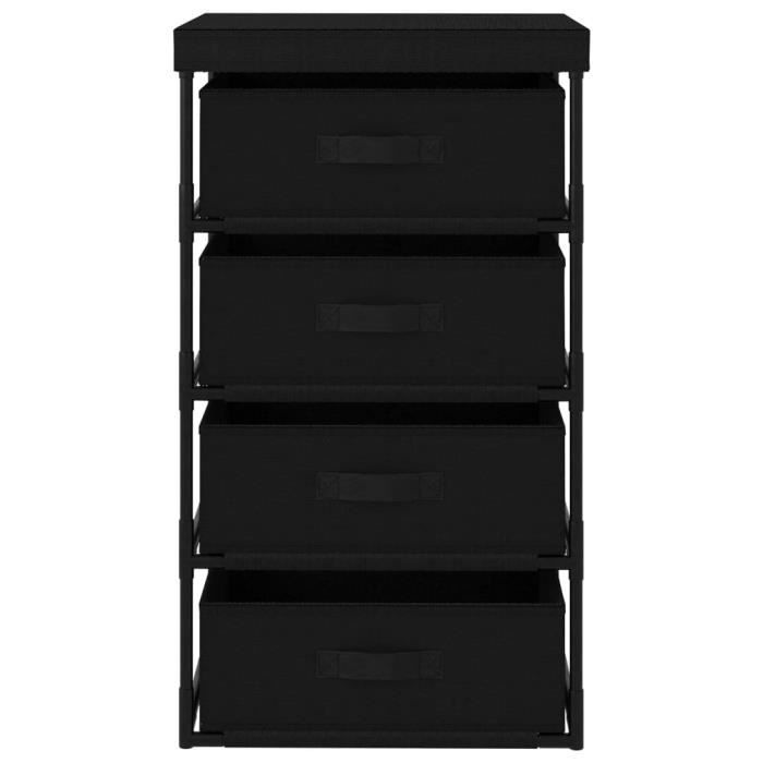 VidaXL Étagère de rangement avec 4 paniers en tissu Acier Noir