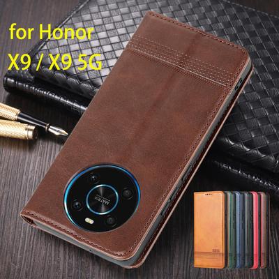 Deluxe Lederhülle mit magnetischer Adsorption für Huawei Honor X9 X9a Flip-Cover Schutzhülle Honor X9 X9a 4G 5G Capa Fundas Coque