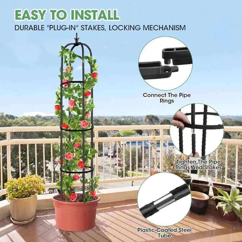 150cm Garden Obelisk Plant Supports Rustproof U-Shaped Climbing Plant Support Tower for Tomatoes Peas Frame