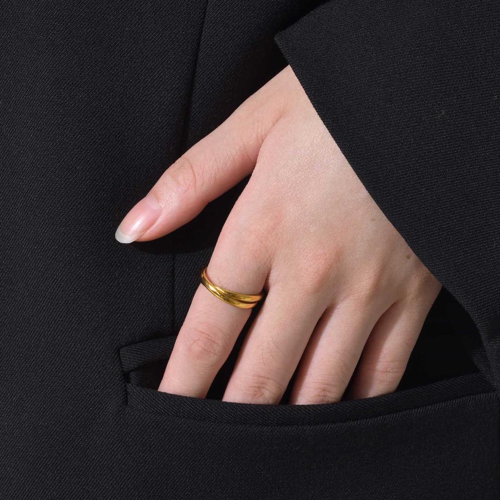 Tri-Color Titanium Steel Fashion Ring Set for Women - R-054