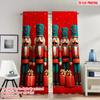 2pcs 2D Flat Printing Merry Christmas Trendy Curtains Christmas Nutcracker Soldier Gifts Digital Printed Polyester Drapes Party