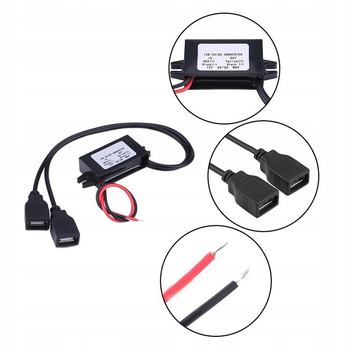 Konwerter Napięcia Przetwornica Dc12V - Dc5V 3A 15W Usb Buck Step-Down