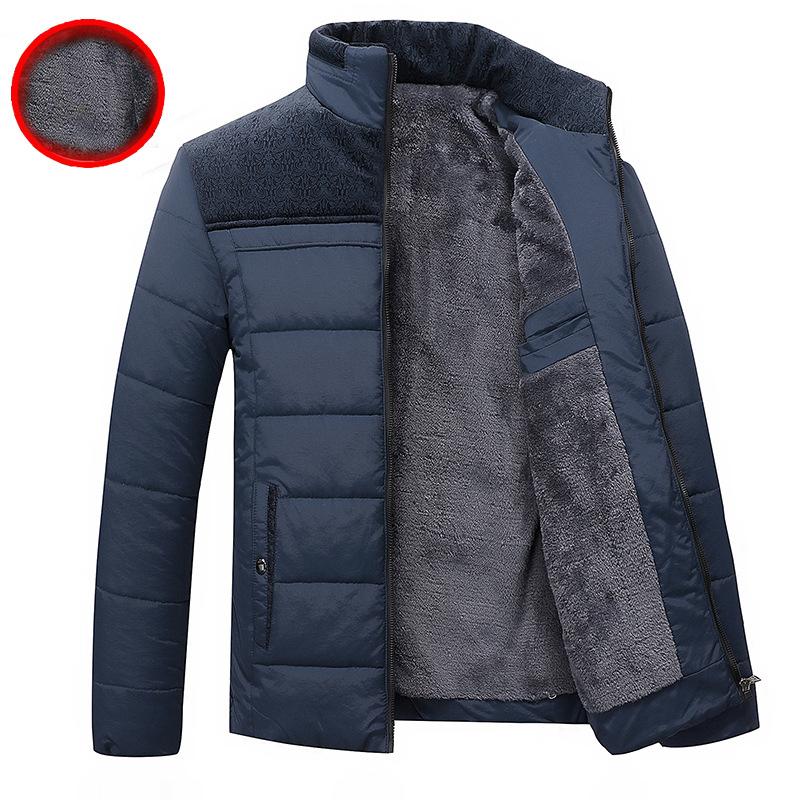 Jacke Herren Verdickte Parkas Stehkragen Jacke Herrenmantel Winter Warm Dick Reißverschlussmantel Gefütterter Übermantel Herren