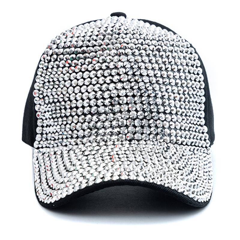 Nueva gorra con incrustaciones de diamantes para mujer, gorra de béisbol sencilla y sencilla, ajustable, informal, ropa de calle para exteriores, sombrero de moda