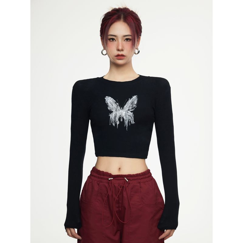 

Острая черная сексуальная черная короткая футболка женская весна 2024 модная облегающая открывающая живот уникальная шикарная маленькая майка Black All yards