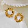 Vintage Stainless Steel Metal Flower Sunflower Stud Earrings for Women Gold Color Delicate Garland Earrings Y2K Jewelry Gifts