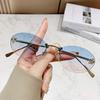 Protective Glasses Fashion Oval Rimless Design sun glasses Female Small Size Metal Suneyeglass Outdoors Casual Vacation UV400