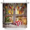 Merry Christmas Snowman Shower Curtains Waterproof Bath Curtain Santa Claus Snowflake for Bathroom Home Decor with Hooks