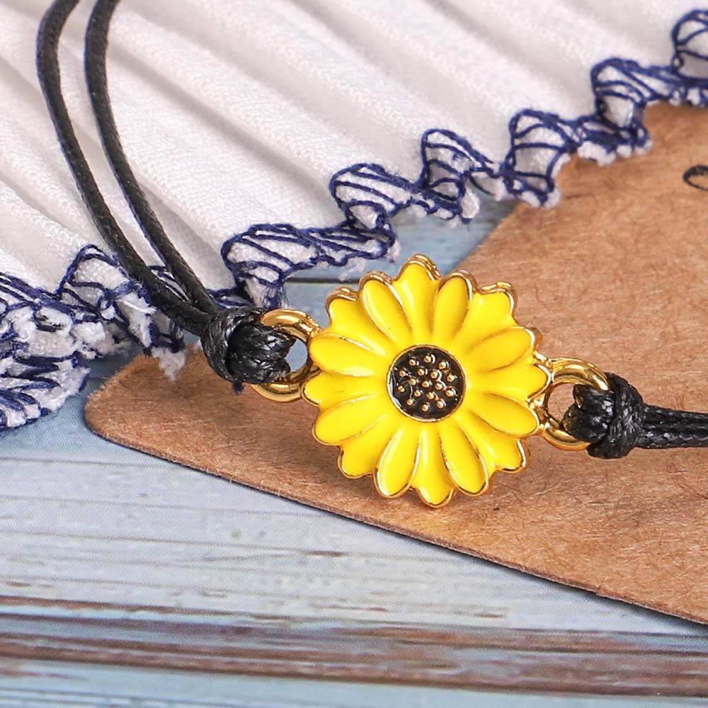 Black String Love And Friendship Woven Bracelet Sunflower Bracelet Fashion Jewelry Couple Bracelet