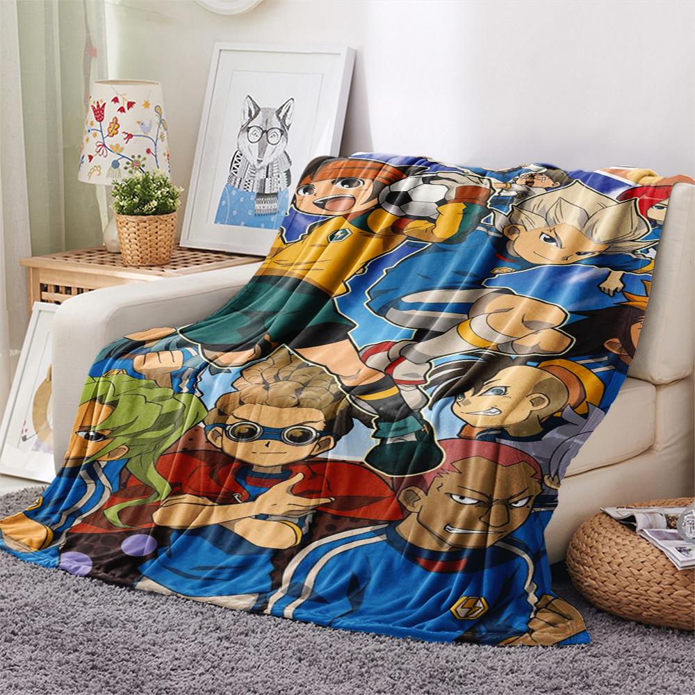 1Pc Inazuma Eleven Soccer Print Flannel Blanket, High Quality Comfortable for All Seasons, Home Decor, Warmth and Comfort, Perfect for Christmas Gifts