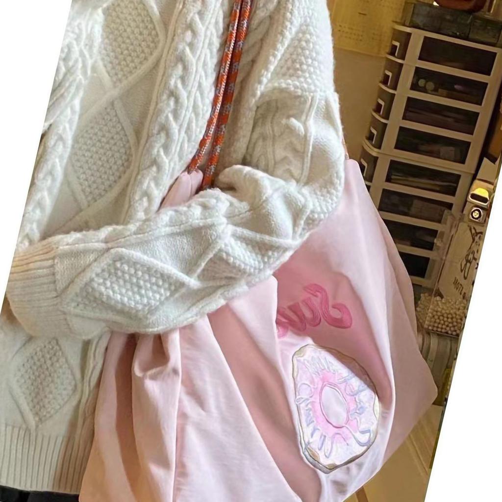 Spring Summer Embroidery Eco Single Shoulder Bag Double Layer Thickening Tote Bag Nylon Braided