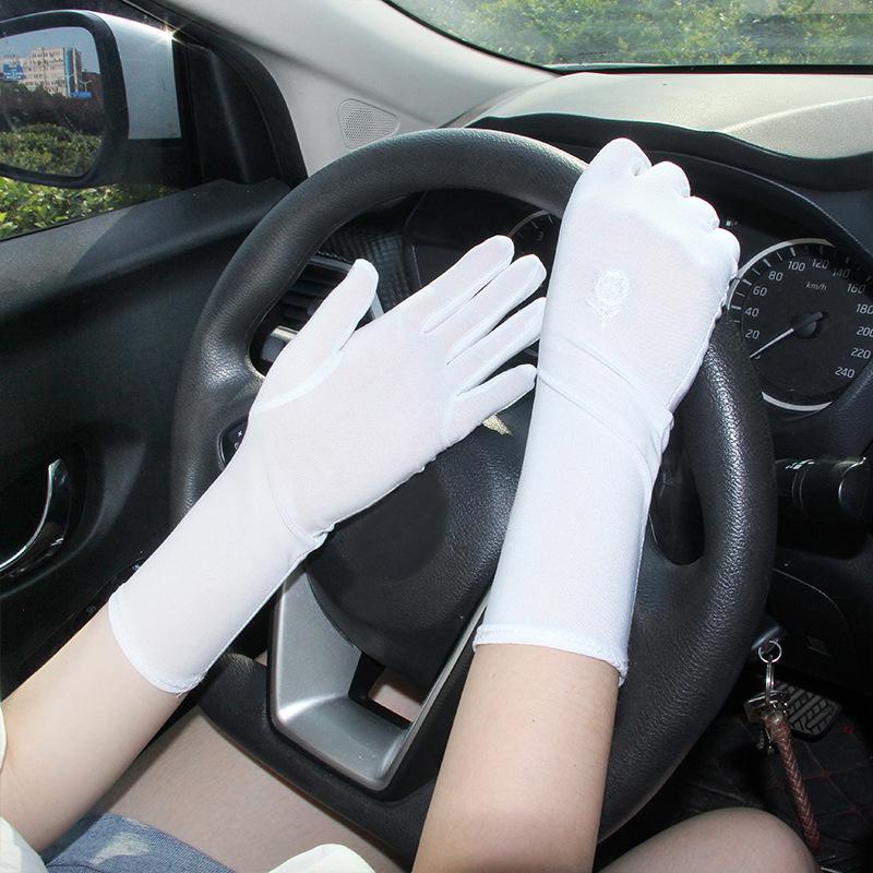 Summer Spring Women Mid-Long Sunscreen Gloves Stretch Anti Uv Slip Resistant Driving Glove Breathable Sun-Protective Sleeve