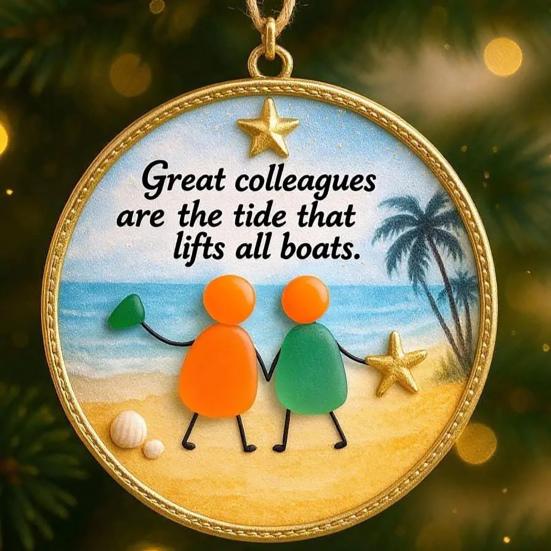 Friendship Sea Glass Christmas Ornament Round/Heart Shaped Friendship Keepsake for Best Friends Handmade Sea Glass Art Hanging Ornament