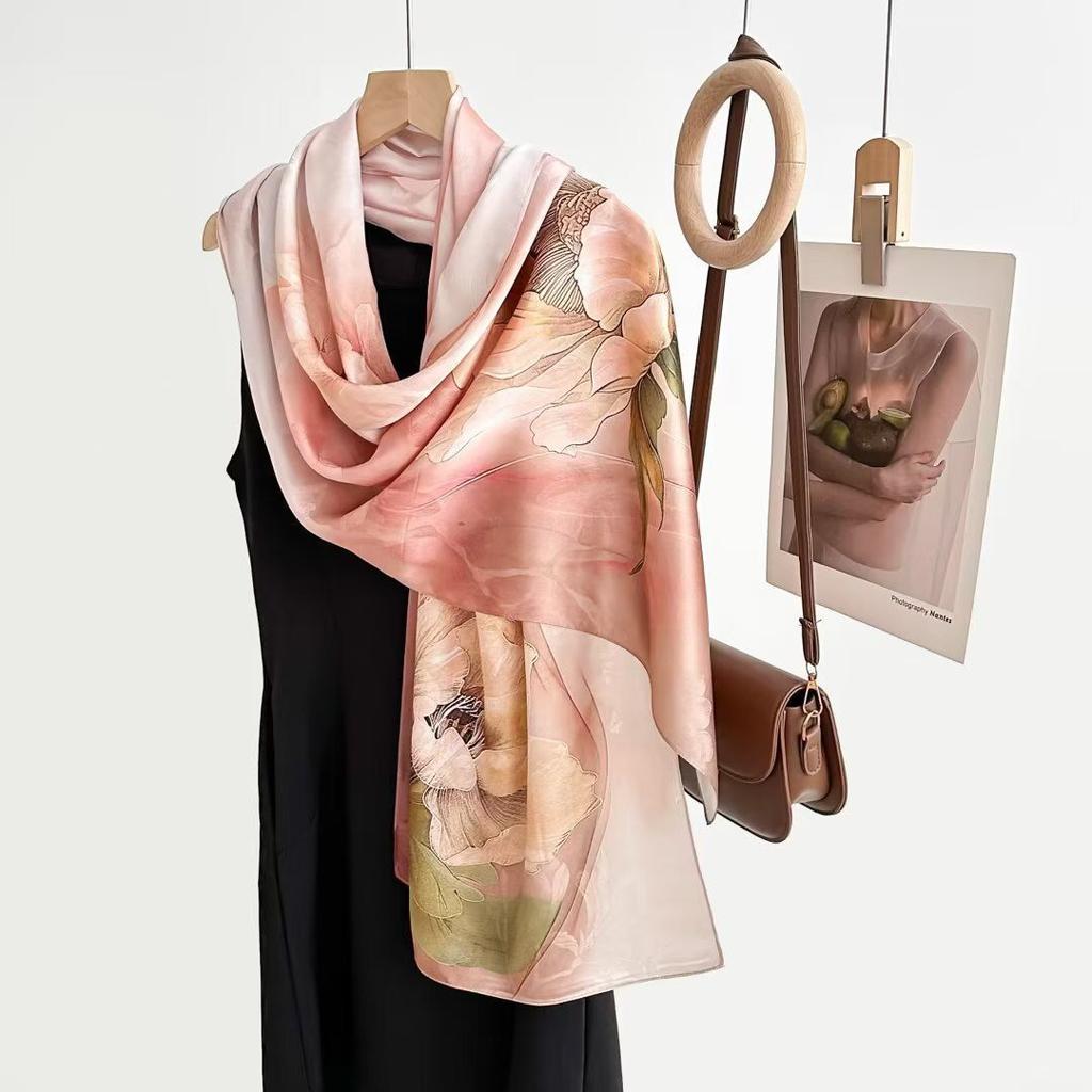 175*55Cm Luxury Scarf Silk Bandana Women Scarves Wrap Mulberry Fashion Headband Hijab Shawls Foulard Headkerchief