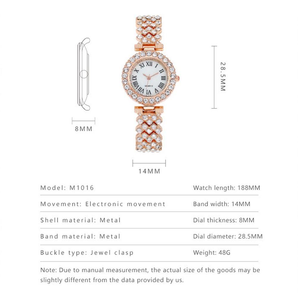 2PCS/Set Roma Dial Quartz Watches Stainless Steel Band Wrist Watch Bracelet Set  Women's Watch