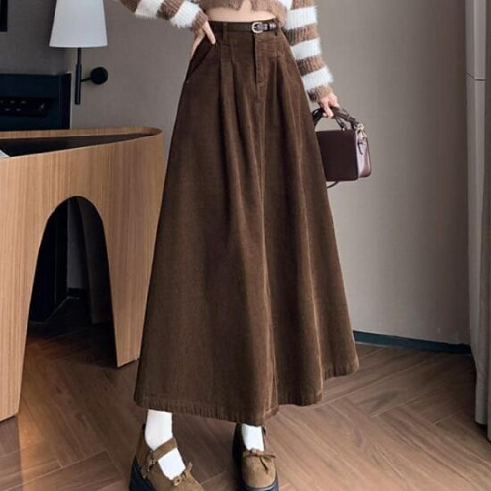 Navava Womens Vintage Corduroy Long Skirt Ns404