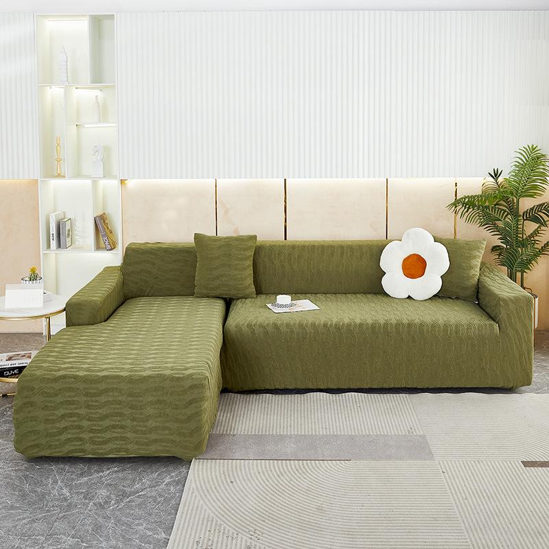 High-end Elastic Solid Color Thick Needle Thickened Jacquard Sofa Cover Embossed Dust Cover All-inclusive Sofa Cover