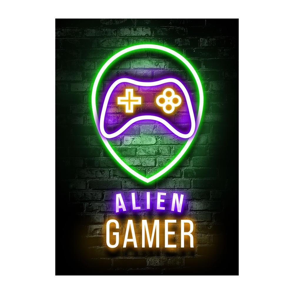 Neon Gaming Gamer Wandkunst Poster Drucke Gamer Leinwandmalerei Leinwandbild für Kinder Jungenzimmer Dekoration Spielzimmer Cuadros