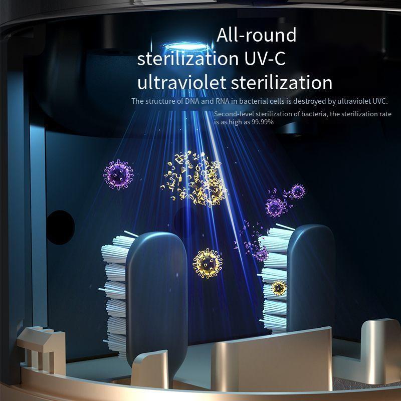 Intelligent Sterilization Disinfection Toothbrush Holder 2 Cup Toothpaste Dispenser Wall Mounted Bathroom Accessories