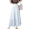 Women's Black High-Waist Pleated A-Line Long Skirt – Slim, Hip-Covering, High-End Spring Style