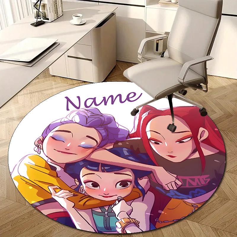 Personalized K-KPop Demon Hunters Round Chair Office Rug - Perfect for Mat, Office Chair & More - Ideal Gift for Birthdays and Holidays