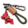 Stylish French Dog PU Leather Key Rings Secure Antislip Design Comfortable Grip For Office Travel Outdoor Use