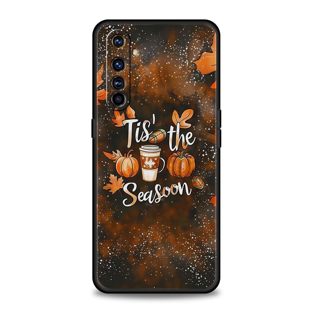 Pumpkin Autumn Leaves Coffee Case For Realme C67 C63 C55 C53 C35 C25 C21 GT 2 3 5 6 10 11 12 13 Pro Plus 5G Soft TPU Phone Cover