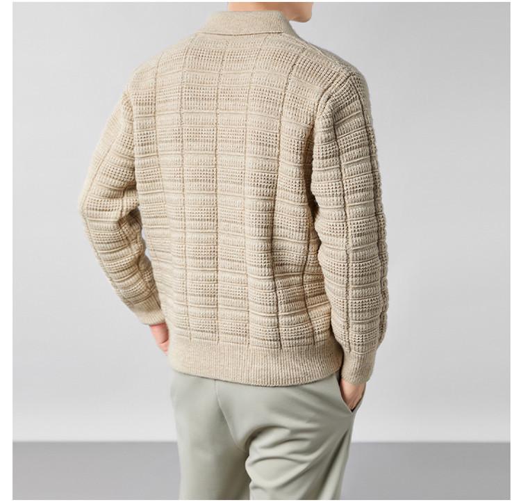 Męski modny sweter z długim rękawem i kołnierzem typu kent - Wiosna i Jesień