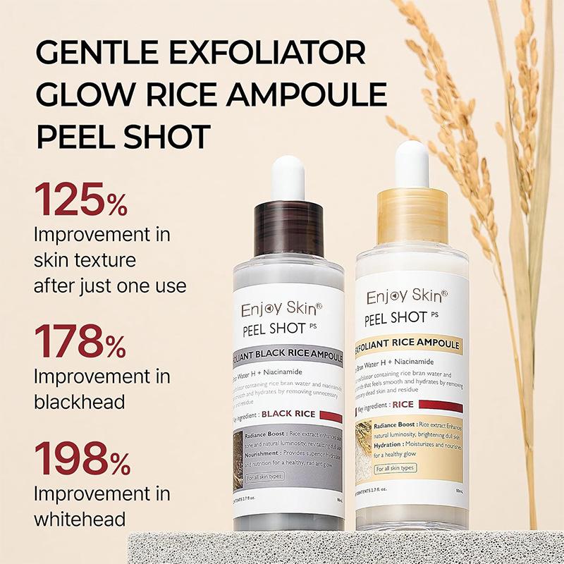 Exfoliating White Rice Essence Facial Barrier Repair Black Rice Extract Gentle Renewal Brightening Hydrating Serum 