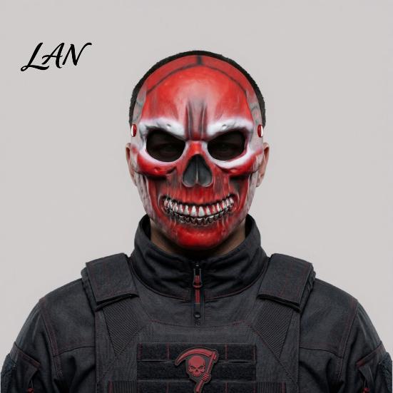 Elastic Halloween Face Mask Blood Skull Mask, Adjustable Strap Party Lightweight Spooky Headgear PU Foam Horror for Cosplay Decoration Full