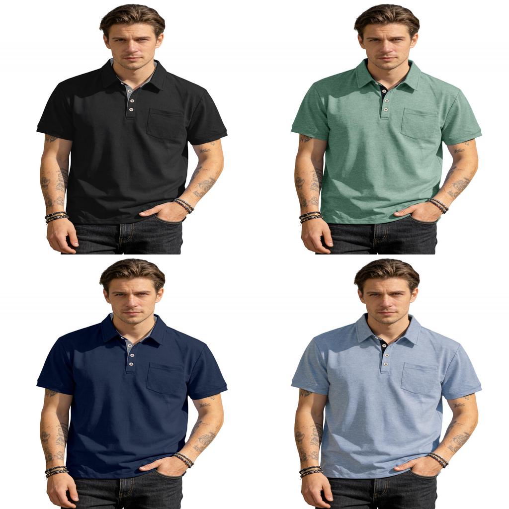 Polo Shirt For Men Short Sleeve Cotton Blend Business Casual Summer Wear For Men