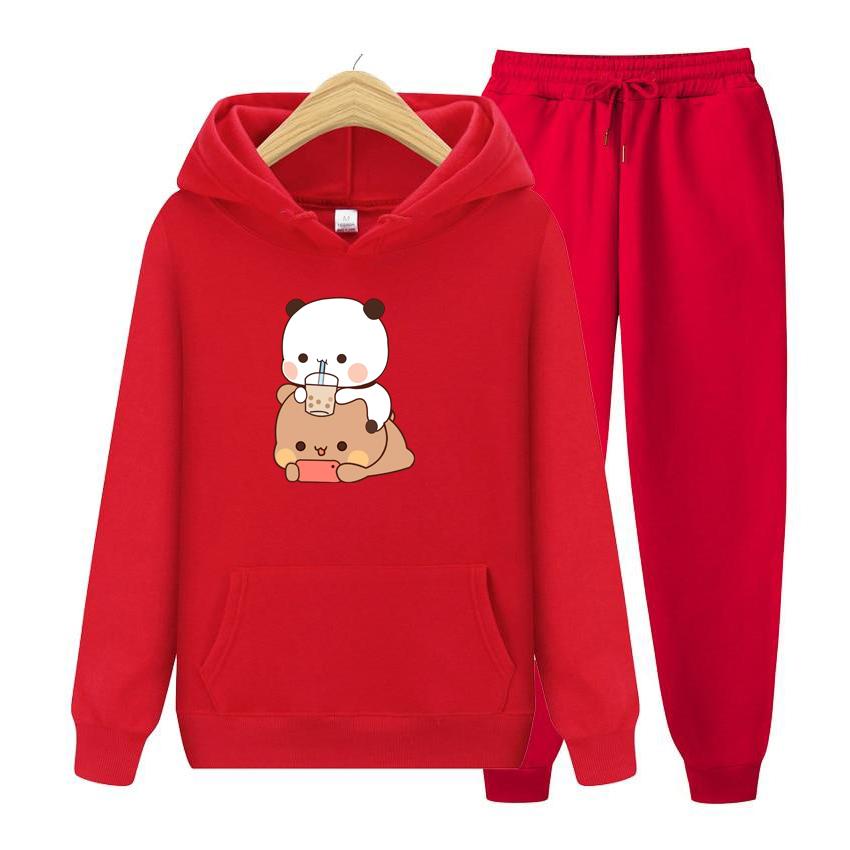 Bubu And Dudu Drink Bubble Tea Print Ženy Súprava mikiny Kawaii Dámska mikina Harajuku Oblečenie s voľným dlhým rukávom