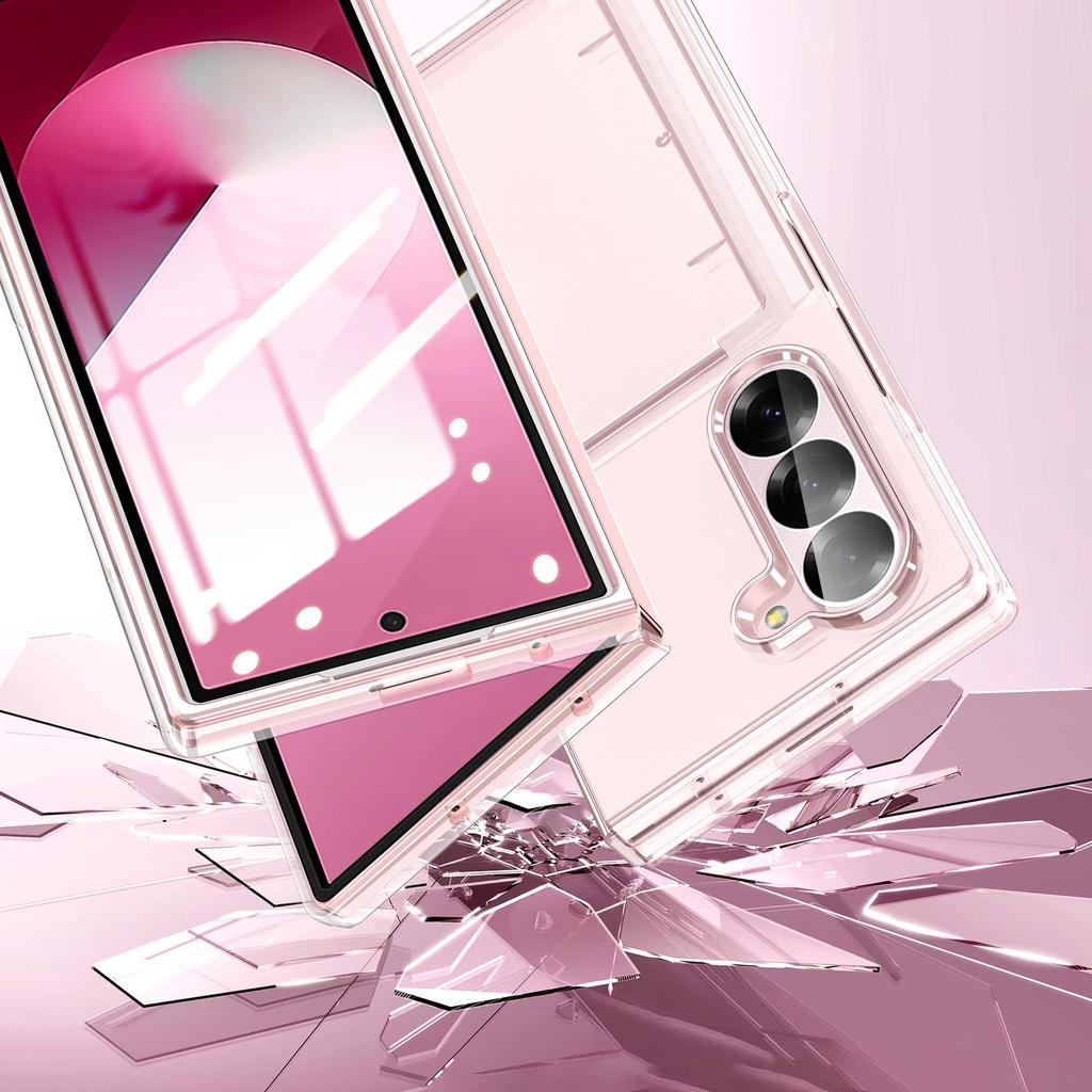 Samsung Z Fold7 Transparent Card Holder & Stand Case - Frosted Protective Design for Foldable Screen