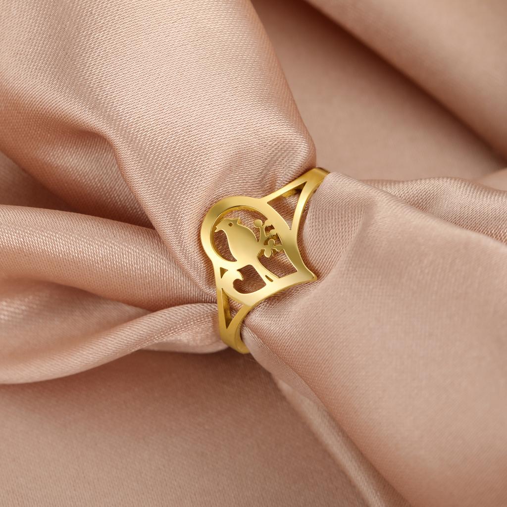 Cazador Adjustable Bird Rings for Women Stainless Steel Cute Animal Open Rings Jewelry Birthday Mother's Day Gift 2026