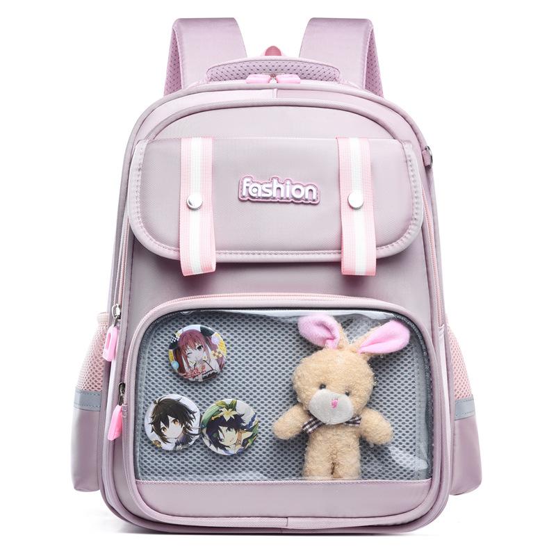 

School bag bunny new primary school bag large capacity 1st-3rd grade spine protection and burden reduction backpack рожевий