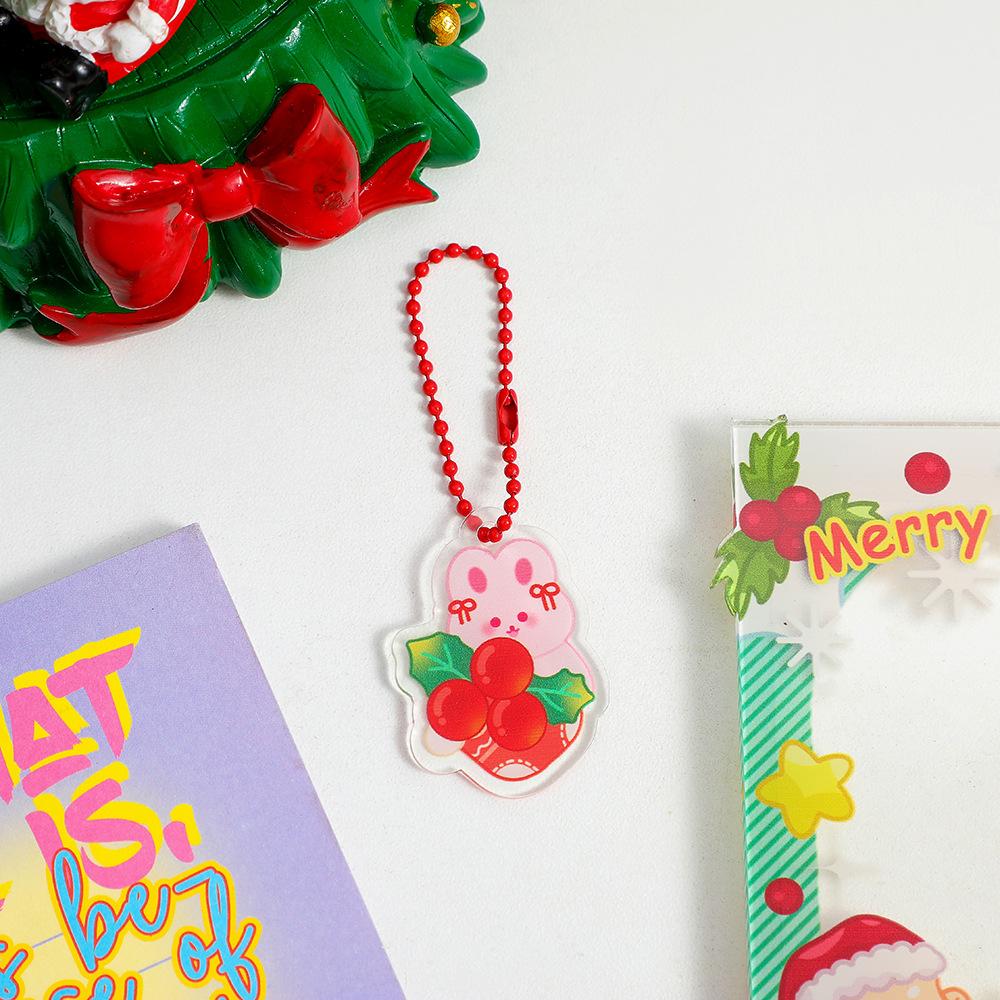 Christmas Tree Decoration Cartoon Acrylic Bag Pendant Girl Keychain Pendant Earphone Cover Backpack Ornaments Kid Christmas Gift