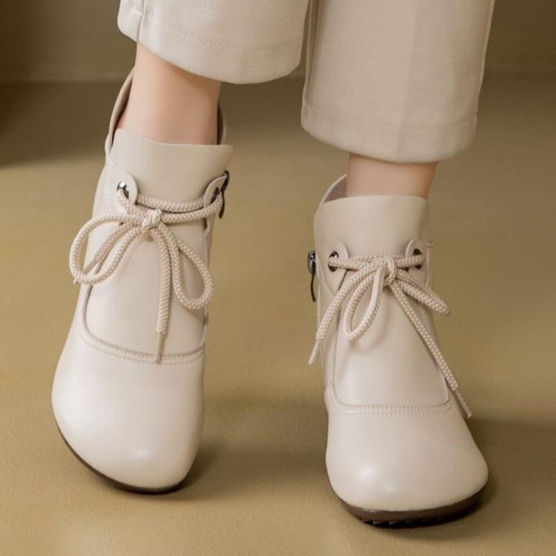 Soft Leather Cotton Boots Women's Winter Mother Shoes New Thick Heel Non-slip Versatile Warm Cheongsam Boots Fashion Short Boots