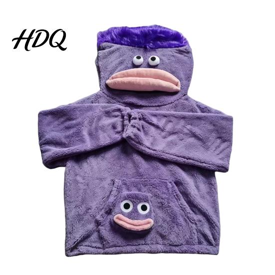 Soft Lounge Clothes Big Mouth Creature Flannel Hoodie Unisex Oversized Fleece Hooded Hoodies Sweatshirt Plush Pullover Top for Halloween Party Daily