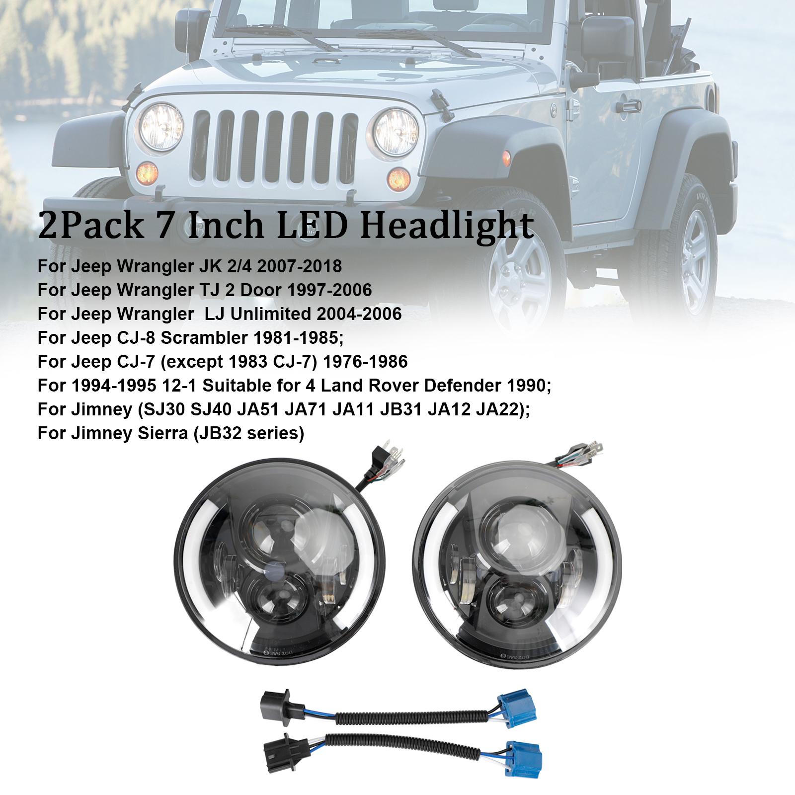 

2Pack 7 Inch LED Headlight For JK Wrangler JK TJ Jimny JA11 Round Halo Angle Eye