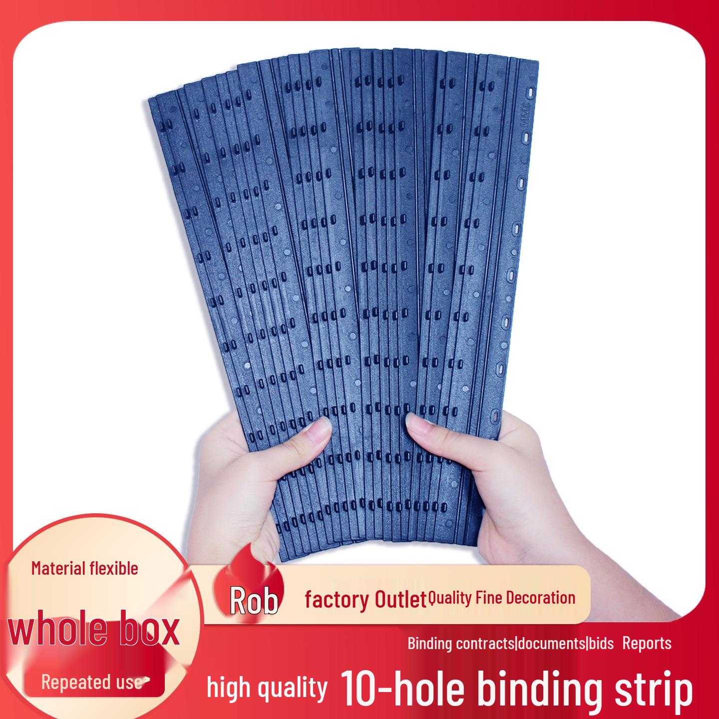 Blue 3mm 10-Hole A4 Binding Strips, 100-Piece Pack 3mm [Holds ~25 sheets of A4 paper]