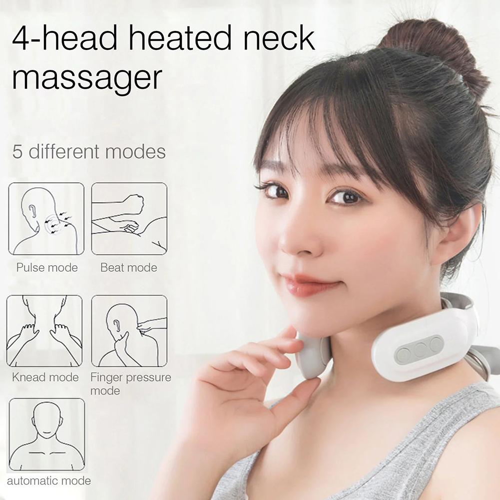 4-head Neck Massager USB Rechargeable Electric Neck Massager Relaxation Gifts for Women Men Dad Mom